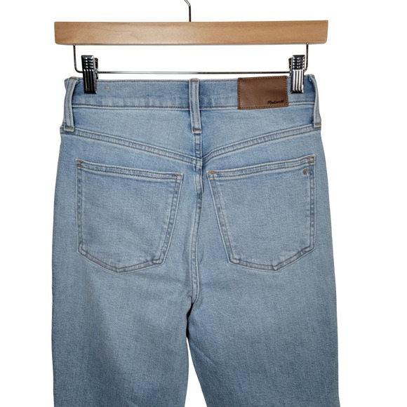 Madewell Perfect Vintage Jeans High Rise Raw Hem Light Wash Size 24 Straight Leg - Picture 11 of 11